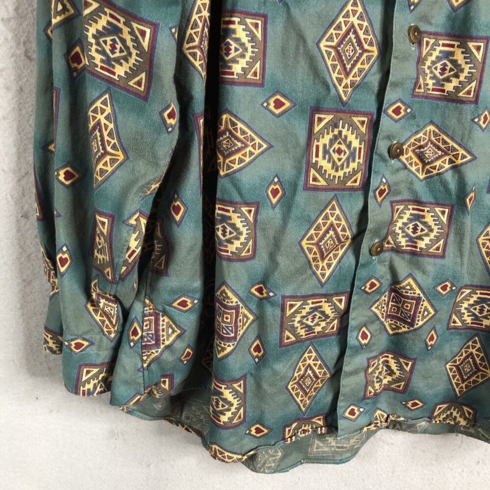Vintage Western Shirt Mens Extra Large Green Aztec Indian Southwestern Cotton US - Picture 12 of 16